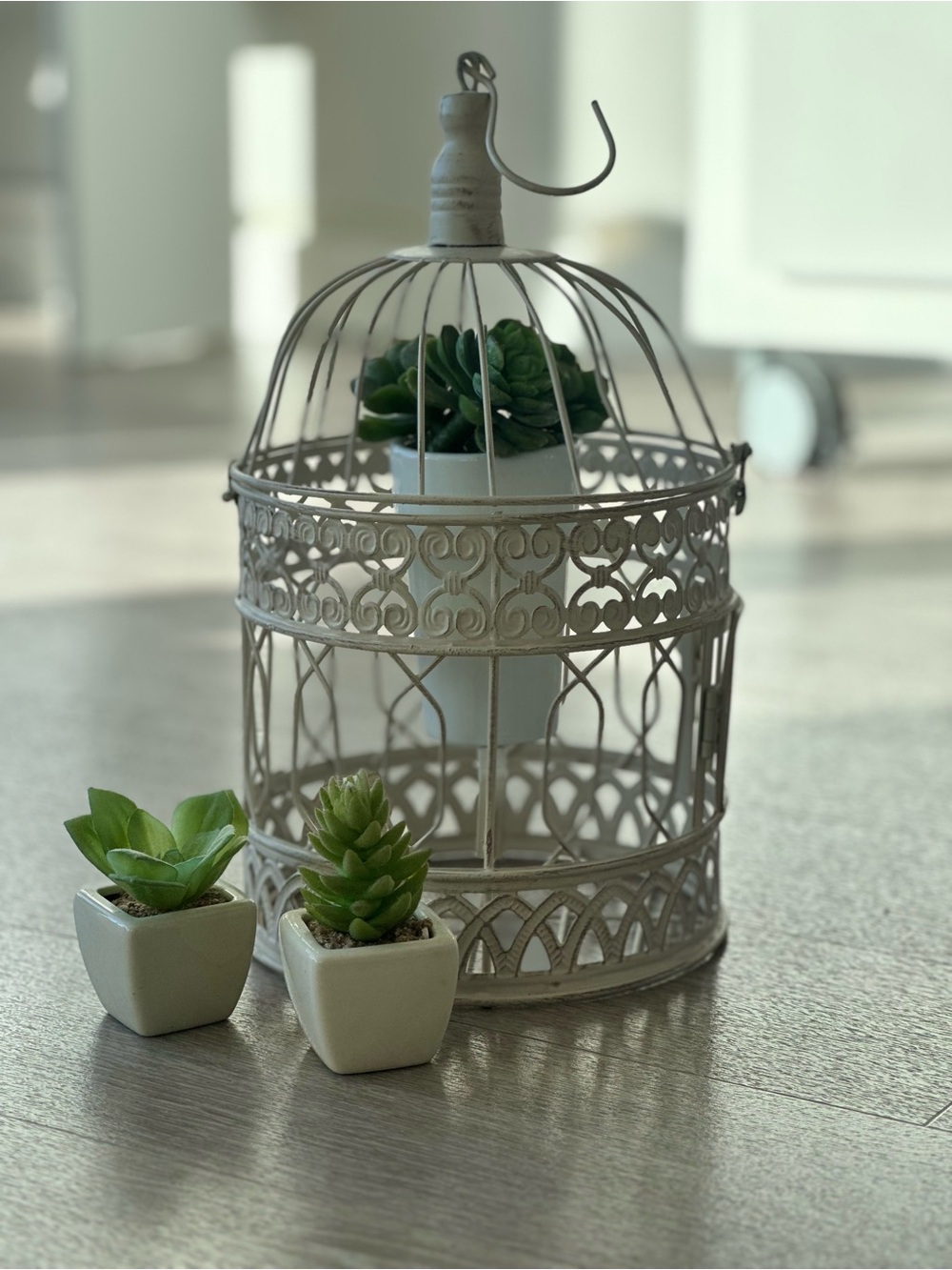 Decorative White Metal Birdcage